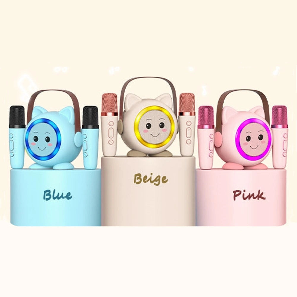 Trade Shop - Mini Cassa Bluetooth Portatile Con 2 Microfoni Wireless Karaoke Per Bambini Ragazze Regalo -