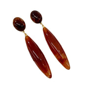Orecchini vintage francesi a goccia con nappe marroni