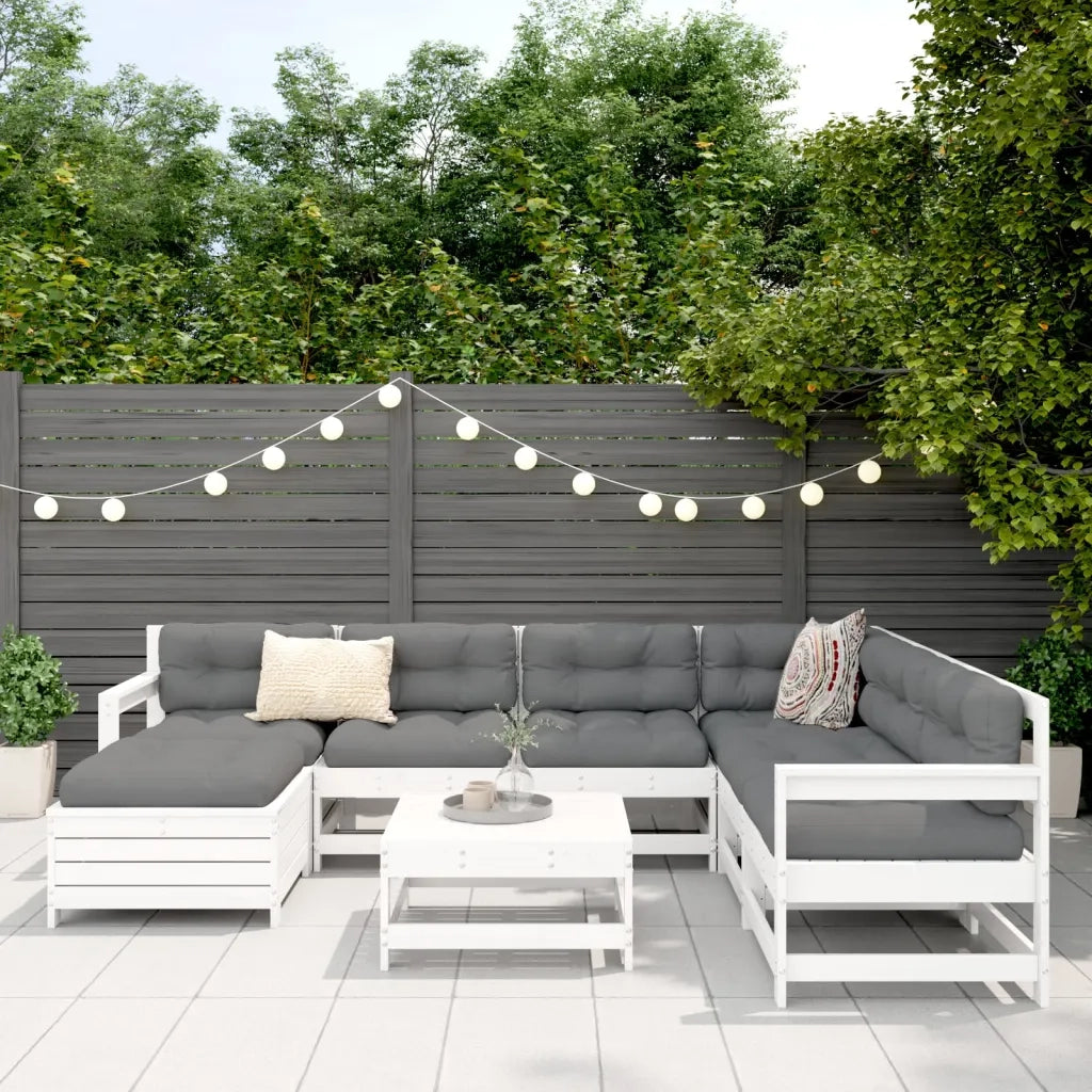 Set Divani da Giardino 8 pz in Legno Massello di Pino Bianco 3250589