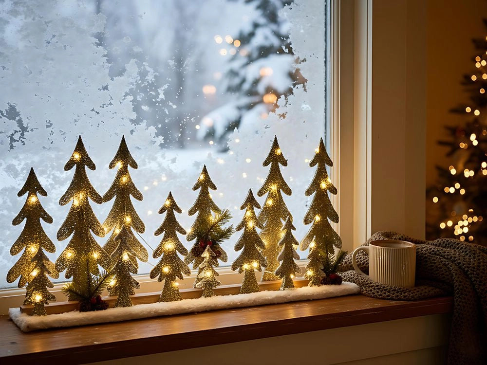 Luci decorative natalizie a LED Marrone chiaro Legno di abete Forma di albero di Natale Fatto a mano Tradizionale