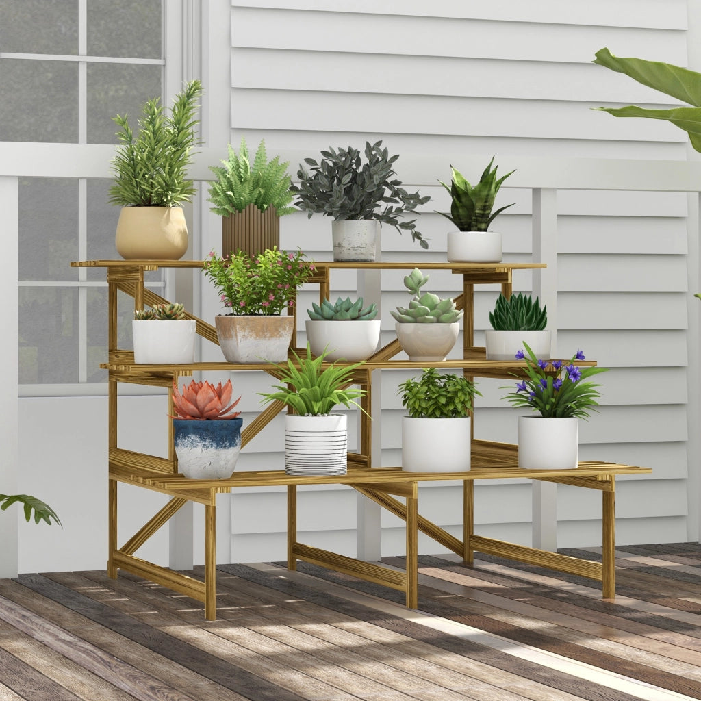 Tavolino da caff¨¨ ¨C zephmum ¨C 3 piani in legno naturale 78 cm