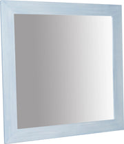 Biscottini Specchiera quadrata a muro in legno massello di tiglio finitura azzurra L100xPR3xH100 cm Made in Italy