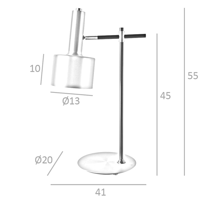 Lampada da tavolo alluminio oro e acciaio nero
