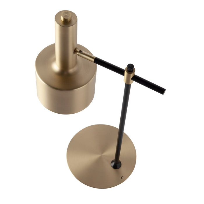 Lampada da tavolo alluminio oro e acciaio nero
