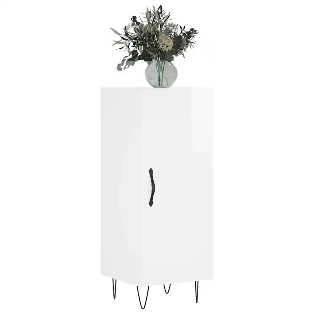 Credenza Bianco Lucido 34,5x34x90 cm in Legno Multistrato 828534