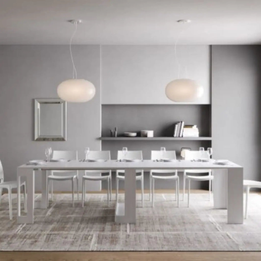 Consolle allungabile 90x42/302 cm Evolve bianco frassino allunghe interne