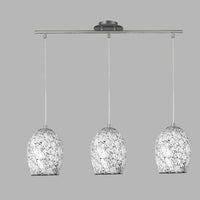 Lampadario Contemporaneo Crepitio Acciaio Argento Vetro 3 Luci E27