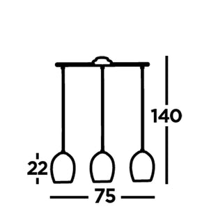 Lampadario Contemporaneo Crepitio Acciaio Argento Vetro 3 Luci E27