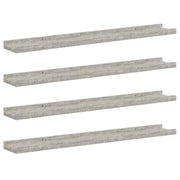 4 pz Mensole da Parete | Scaffali a Parete | Ripiano a parete Grigio Cemento 80x9x3 cm