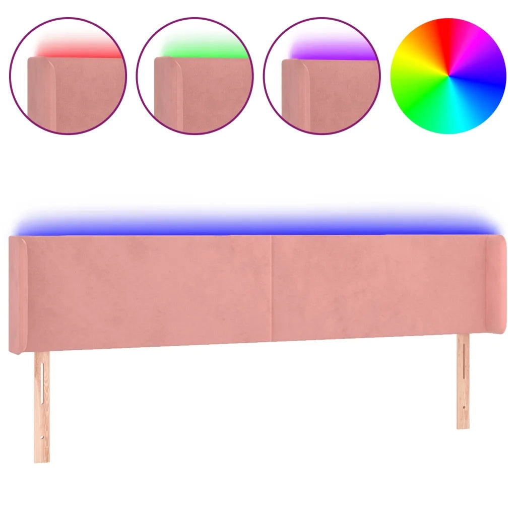Testiera a LED Rosa 203x16x78/88 cm in Velluto 3123027