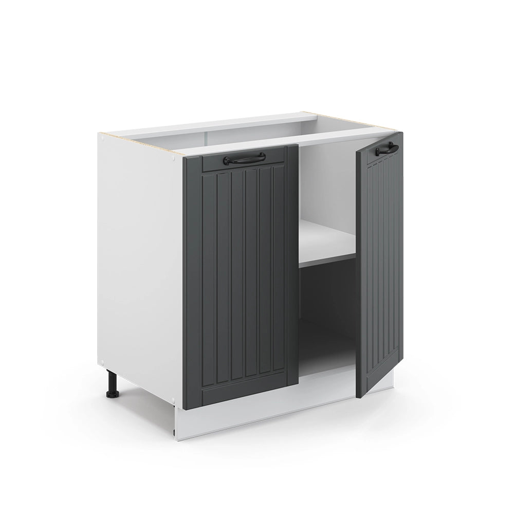 Mobile lavello cucina Fame-Line Antracite rustico/Bianco 80 cm con ripiano, senza piano di lavoro Vicco