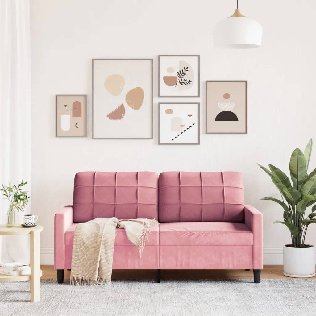 Divano a 2 Posti Rosa 140 cm in Velluto 4007627