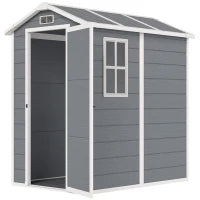 Casetta da Giardino in Resina con Pavimento, Porta con Blocco e Finestra, 1.3 x 1.8 m, Grigio