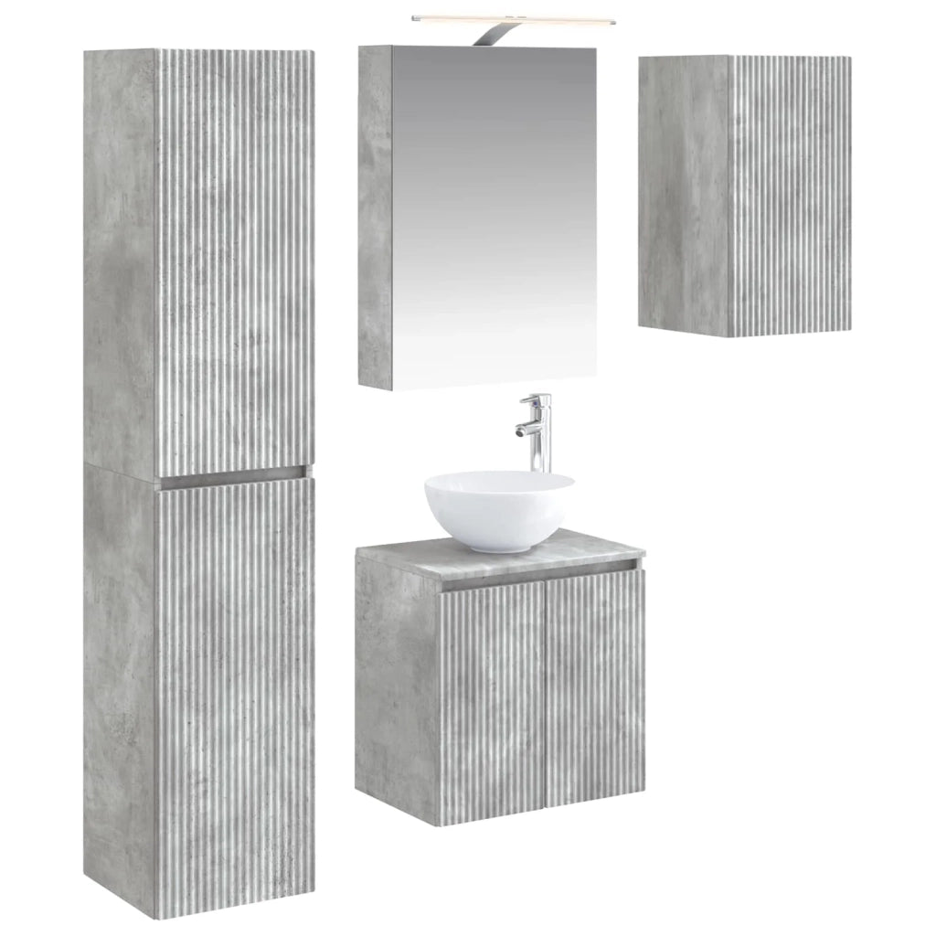 Set di Armadi da Bagno 5 pcs Grigio Cemento 50 x 14,5 x 70 cm 3407290