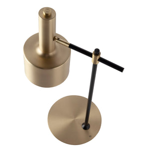 Lampada da terra in alluminio dorato e acciaio nero