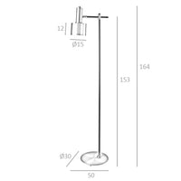 Lampada da terra in alluminio dorato e acciaio nero