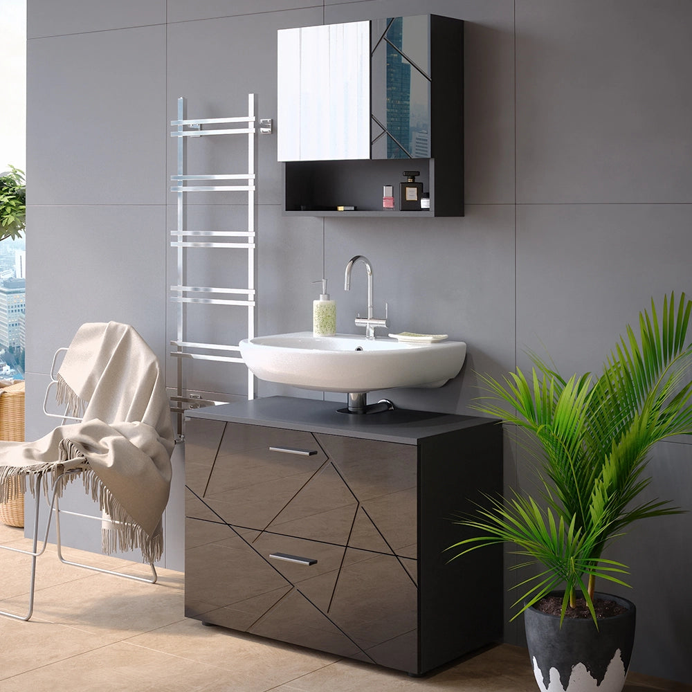 Vicco Set mobili bagno Antracite lucido 2 parti