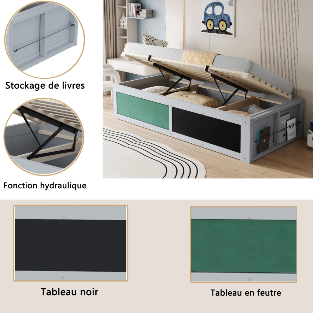letto in legno grigio 95 x 208 cm