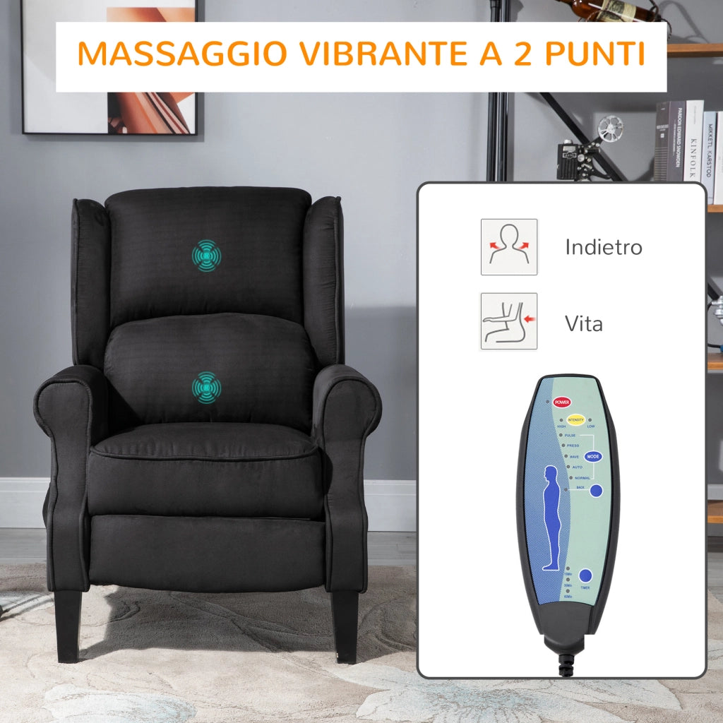 EasyComfort Poltrona Relax Massaggiante Reclinabile con Telecomando, 78x83x101cm, Nero