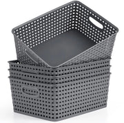 Set di contenitori di stoccaggio in tessuto e plastica, 4 pezzi, dimensioni 29 x 22,5 x 12 cm.