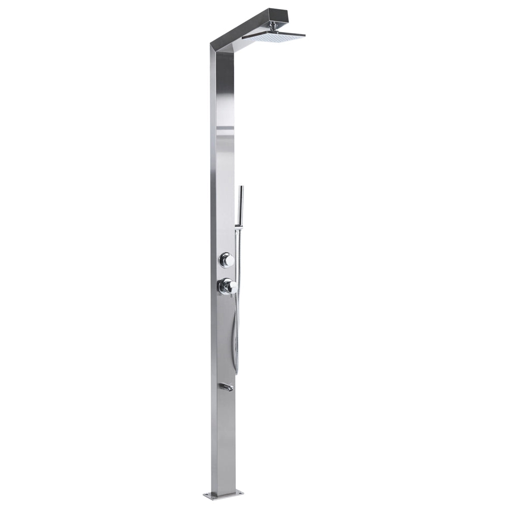 Set Doccia Miscelatore da Giardino per Esterni in Acciaio Inox e ABS Color Argento con Funzione Pioggia Moderno