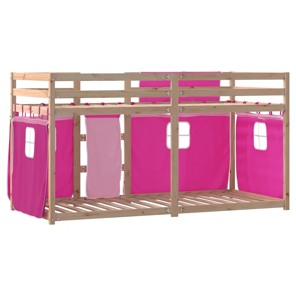 Letto a Castello senza Materasso Rosa 90x190 cm Legno di Pino