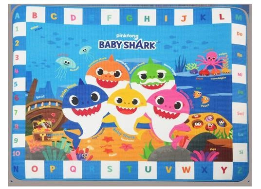 BABY SHARK TAPPETONE CON ALFABETO, NUMERI E NOTE MUSICALI- DIMENSIONI 150X120CM