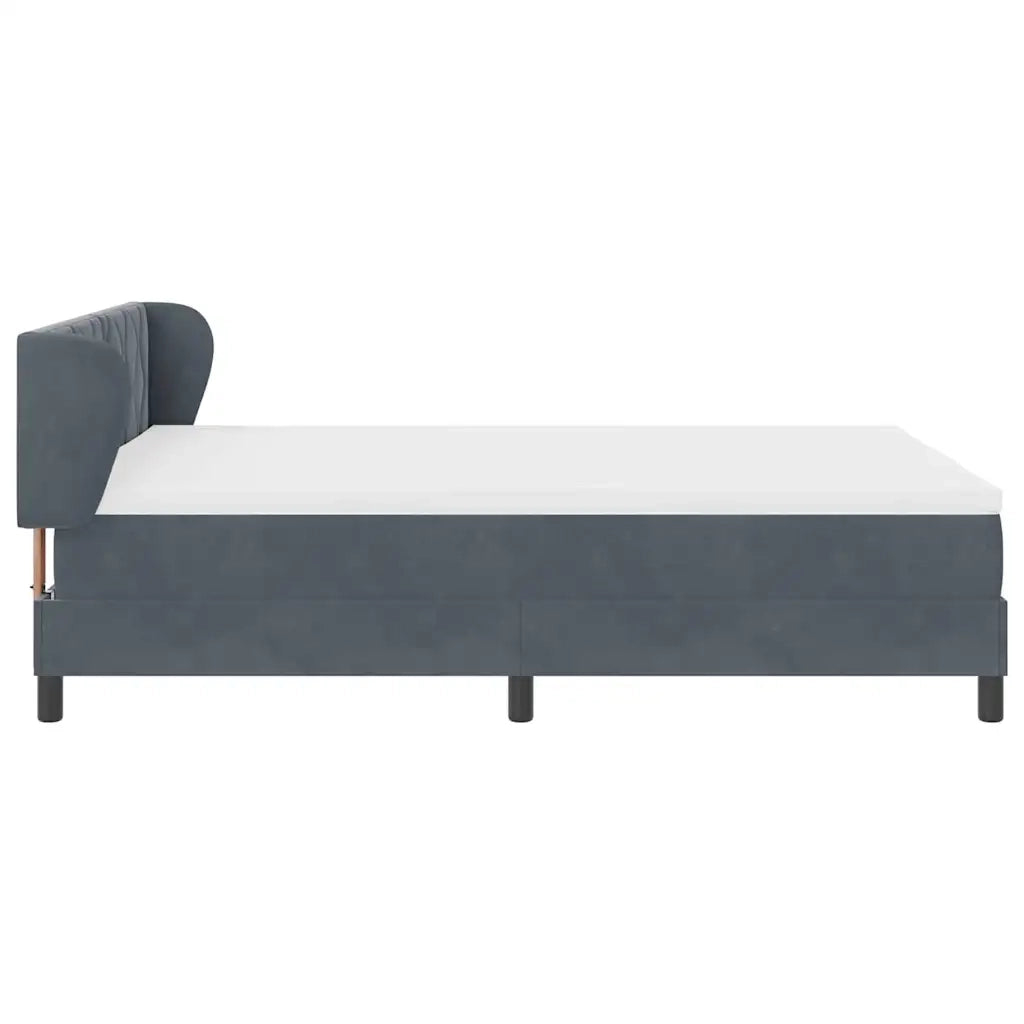 Letto a molle con testiera Grigio scuro 140 x 190 cm Velluto 3340437