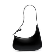 Borsa a tracolla piccola da donna in vera pelle, nera