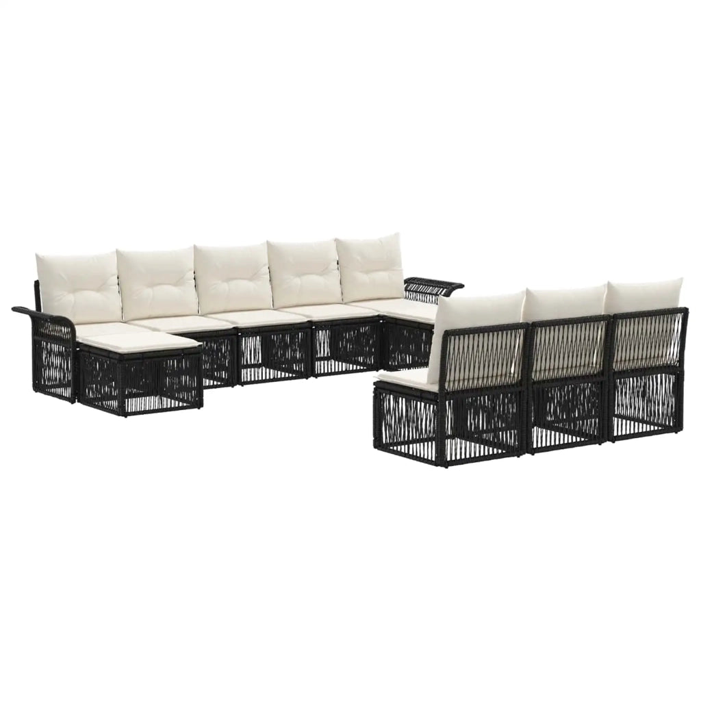 Set Divano da Giardino 10 pcs Nero polyrattan 3434950