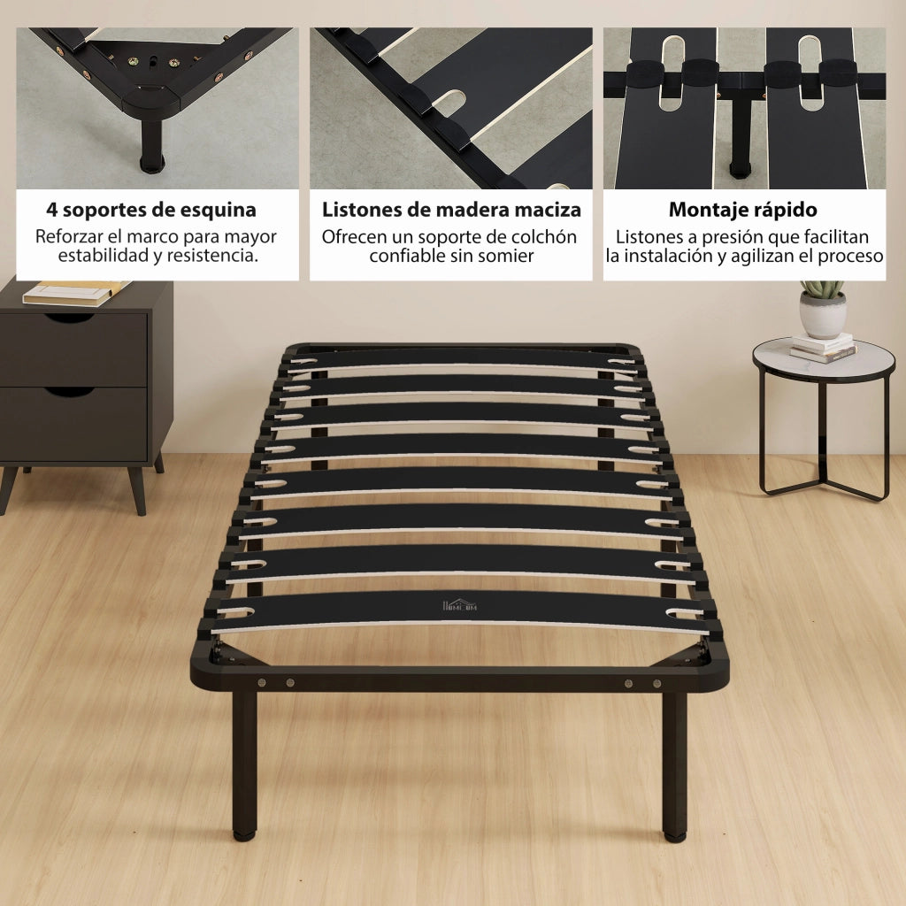 Letto Contenitore 90x190 ¨C Zephmum ¨C Legno Massello Nero 350 kg