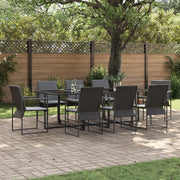 Set da pranzo da giardino in 12 pezzi con cuscini in acciaio e textilene