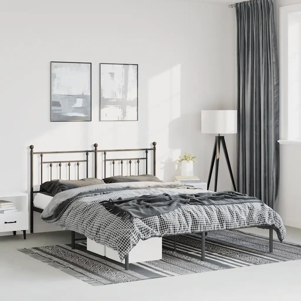 Giroletto con Testiera in Metallo Nero 135x190 cm