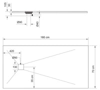 Piatto Doccia in Pietra 80x140 cm Pedrinelli Ardesia Stone Side Grigio Scuro