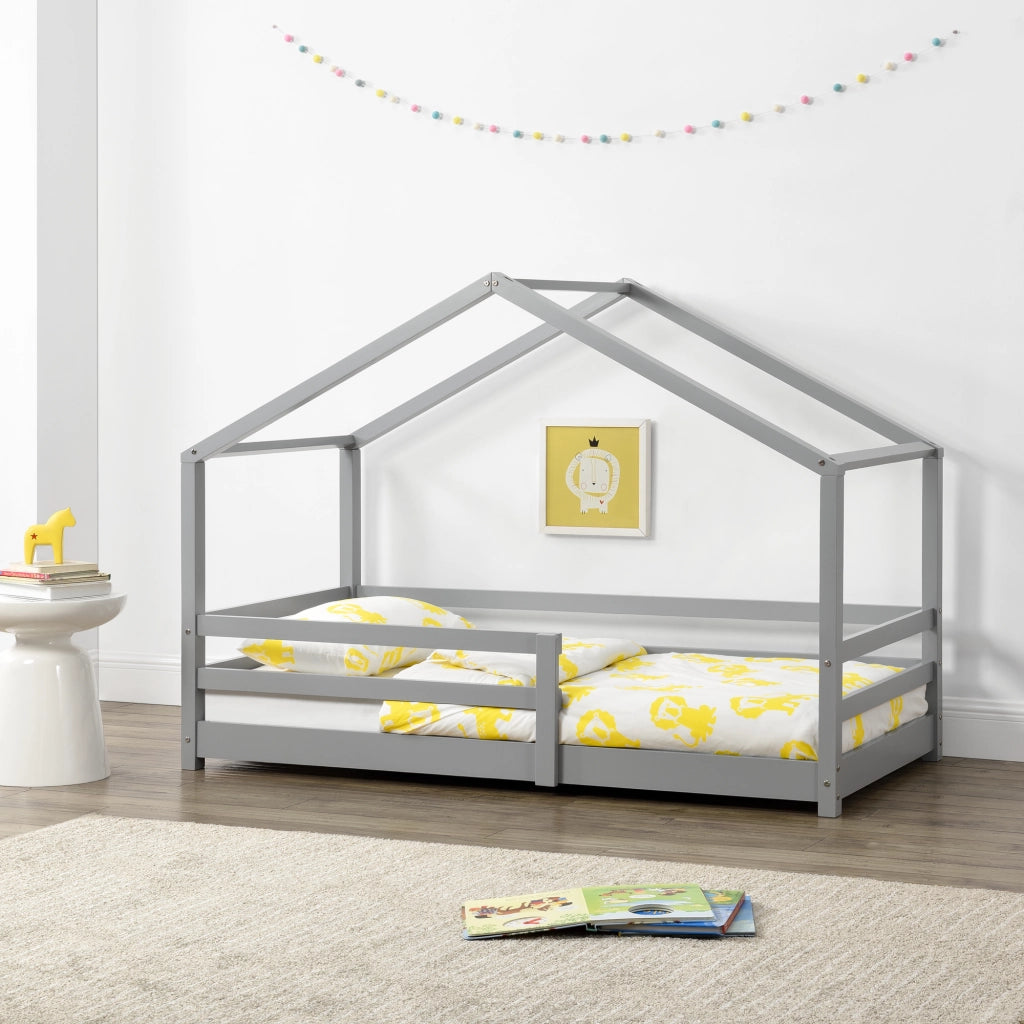Letto per Cameretta Knätten a Casetta 90 x 200 cm con Sponde - Grigio chiaro [en.casa]