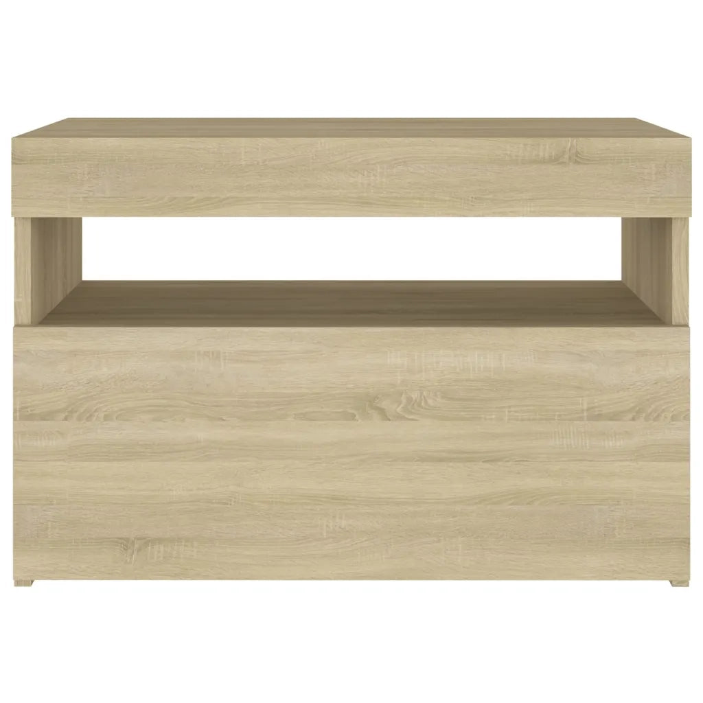 Comodino con Luci LED Sonoma 60x35x40 cm in Legno Multistrato 3082780