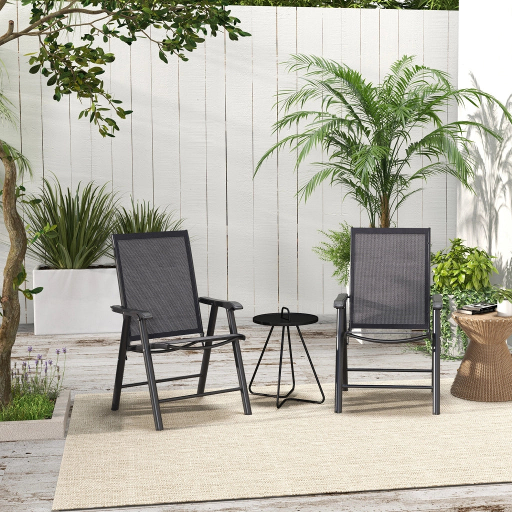 Sedia da Giardino Pieghevole ¨C zephmum ¨C 2 Pezzi Grigio Scuro 58x64x94 cm