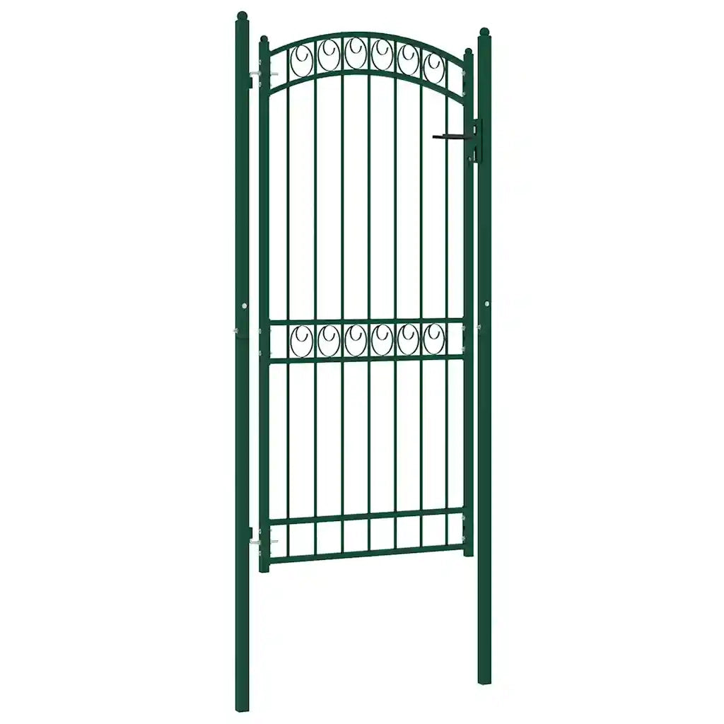 Cancello per Recinzione ad Arco in Acciaio 100x200 cm Verde