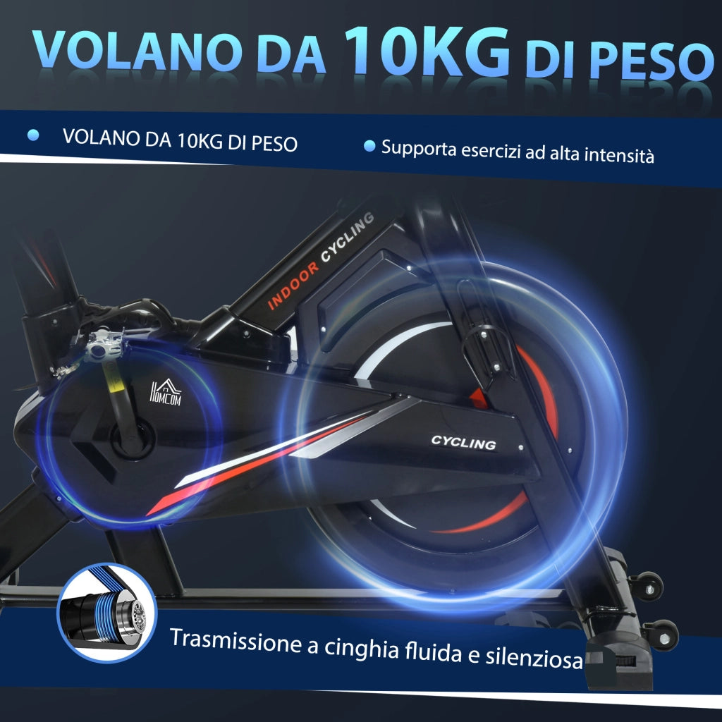Cyclette da Casa Professionale ¨C zephmum ¨C Acciaio Nero, Volano 10kg, Capacit¨¤ 120kg