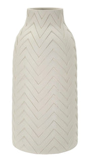 Vaso Winter moderno in MGO color crema - Ø 29x60 cm, texture a rilievo e forme morbide - Vaso da interno decorativo
