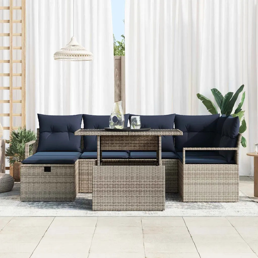 Set Divano da Giardino con cuscino 7 pcs polyrattan