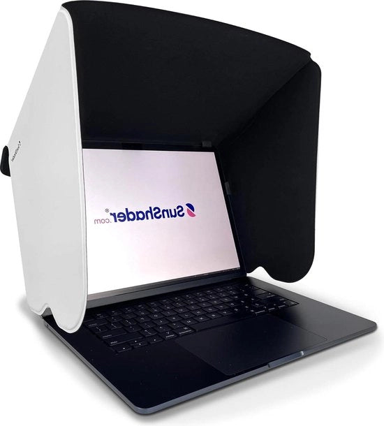 Zonnetenda v4 - Clip per zonnetenda in gomma - Ombrello per laptop per lavoro all'aperto - Breve ombrello in materiale bianco opaco