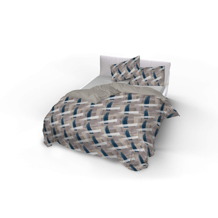 Copripiumino 1 Piazza e Mezzo con Stampa sul Sacco e Federe Doubleface Pennellate