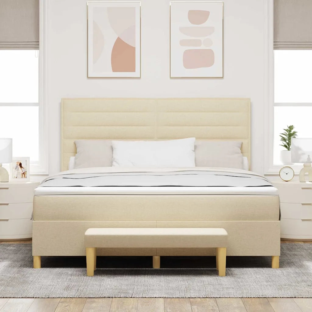 Letto a molle con testiera Crema 200 x 180 cm Tessuto 3344245