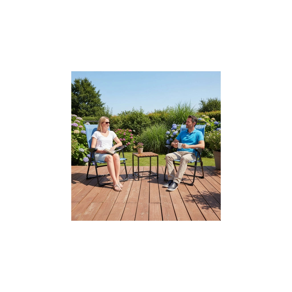 Set di 2 poltrone da campeggio a 5 posizioni - O'Camp - Blu - Dimensioni: 70 x 62 x 105 cm