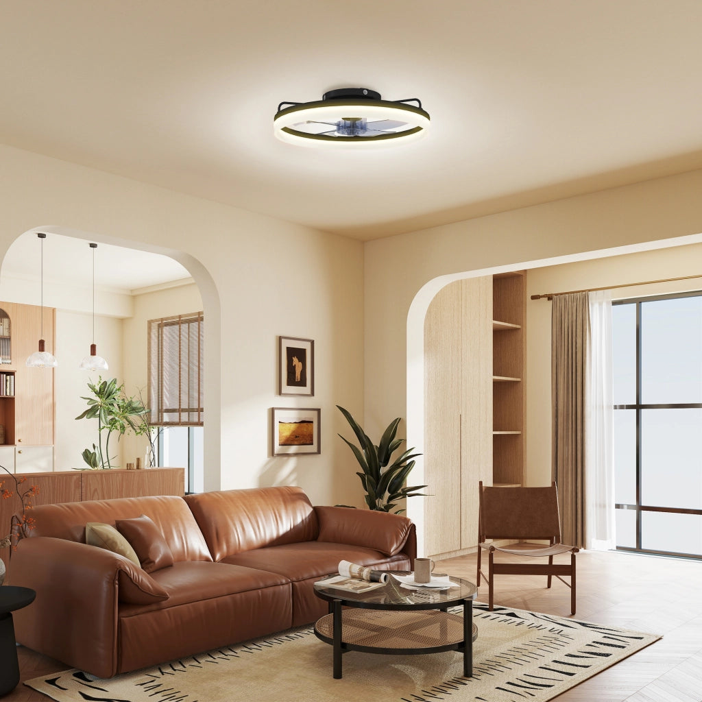 Ventilatore a Soffitto in Acciaio e Plastica con Luce LED Regolabile, Telecomando, Timer, 6 Velocit¨¤, Nero