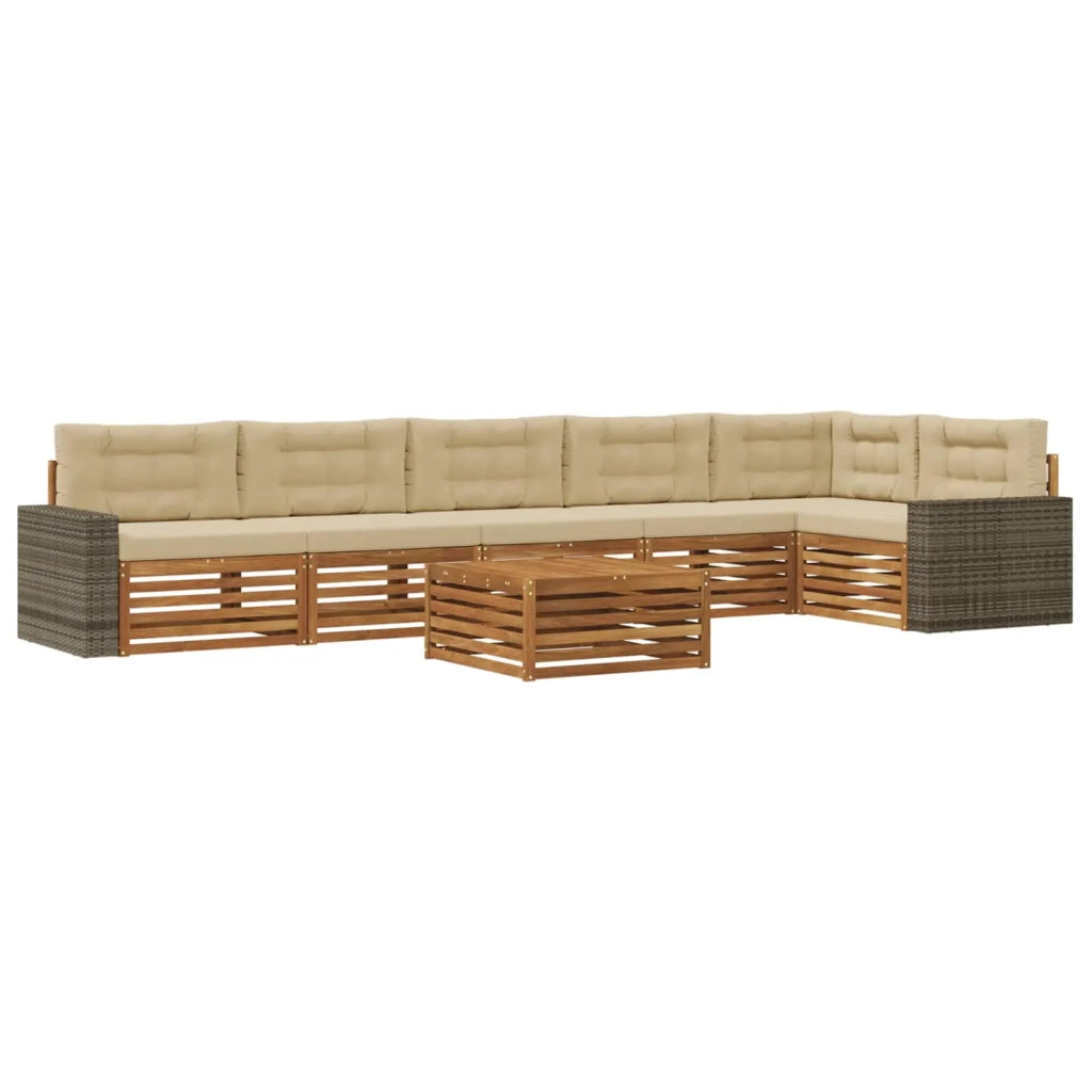 Set di divani da esterno 7 pcs Naturale e Beige 79 x 79 x 37 cm