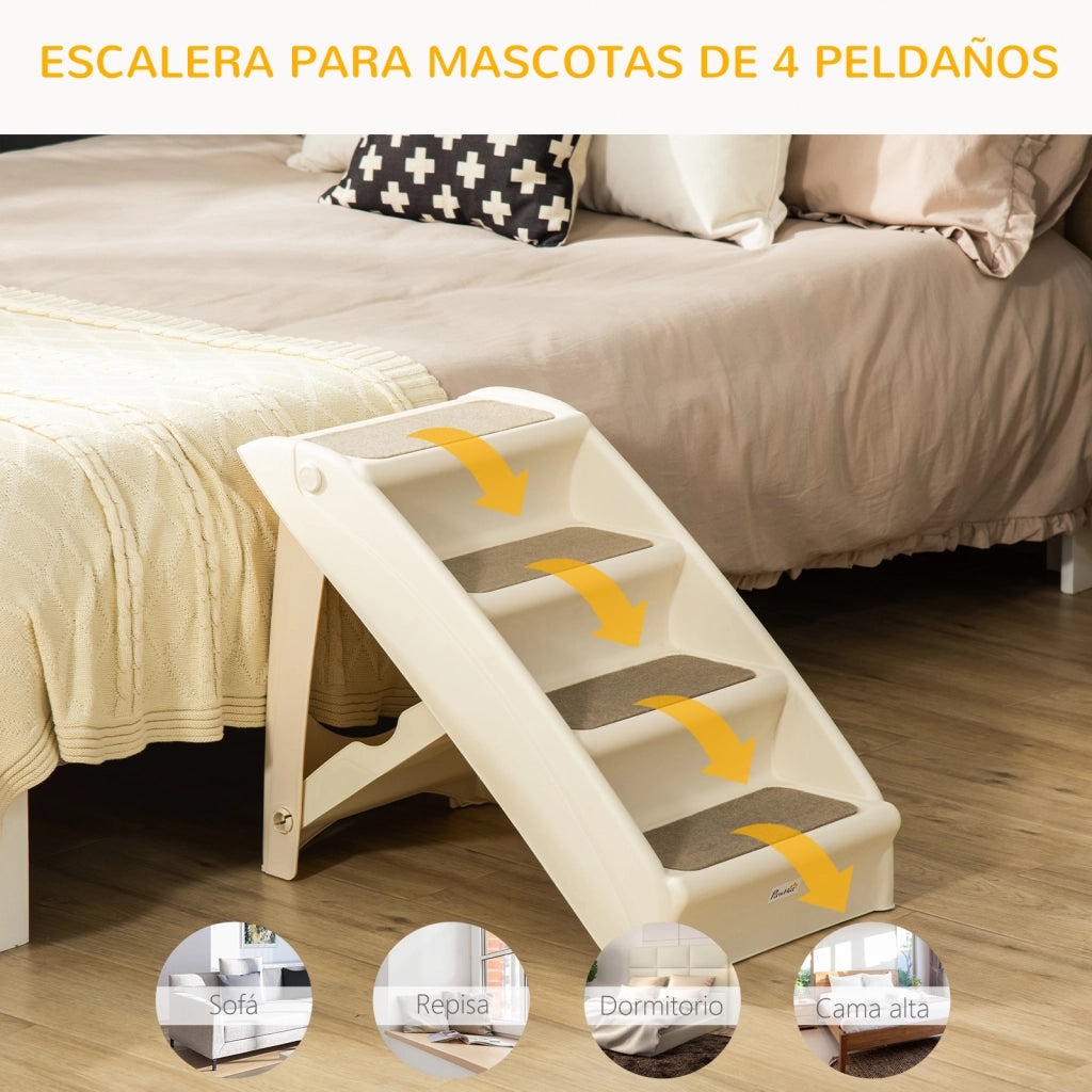 Scalino per Cani Gatti con Tappetini Antiscivolo ¨C zephmum ¨C 62x38x49,5 cm Beige
