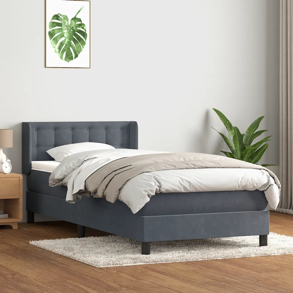 Giroletto a Molle con Materasso Grigio Scuro 80x210 cm Velluto