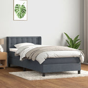 Giroletto a Molle con Materasso Grigio Scuro 80x210 cm Velluto